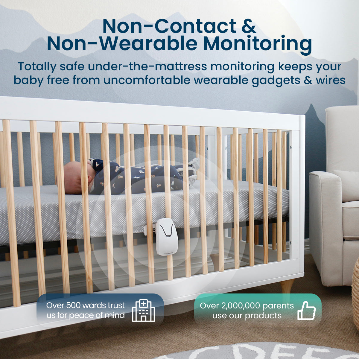 Babysense 7 - Monitor de Bebé con Alertas en Tiempo Real de Falta de Respiración e Irregularidades, Certificado Médico, Monitoreo Completo para un Sueño Seguro