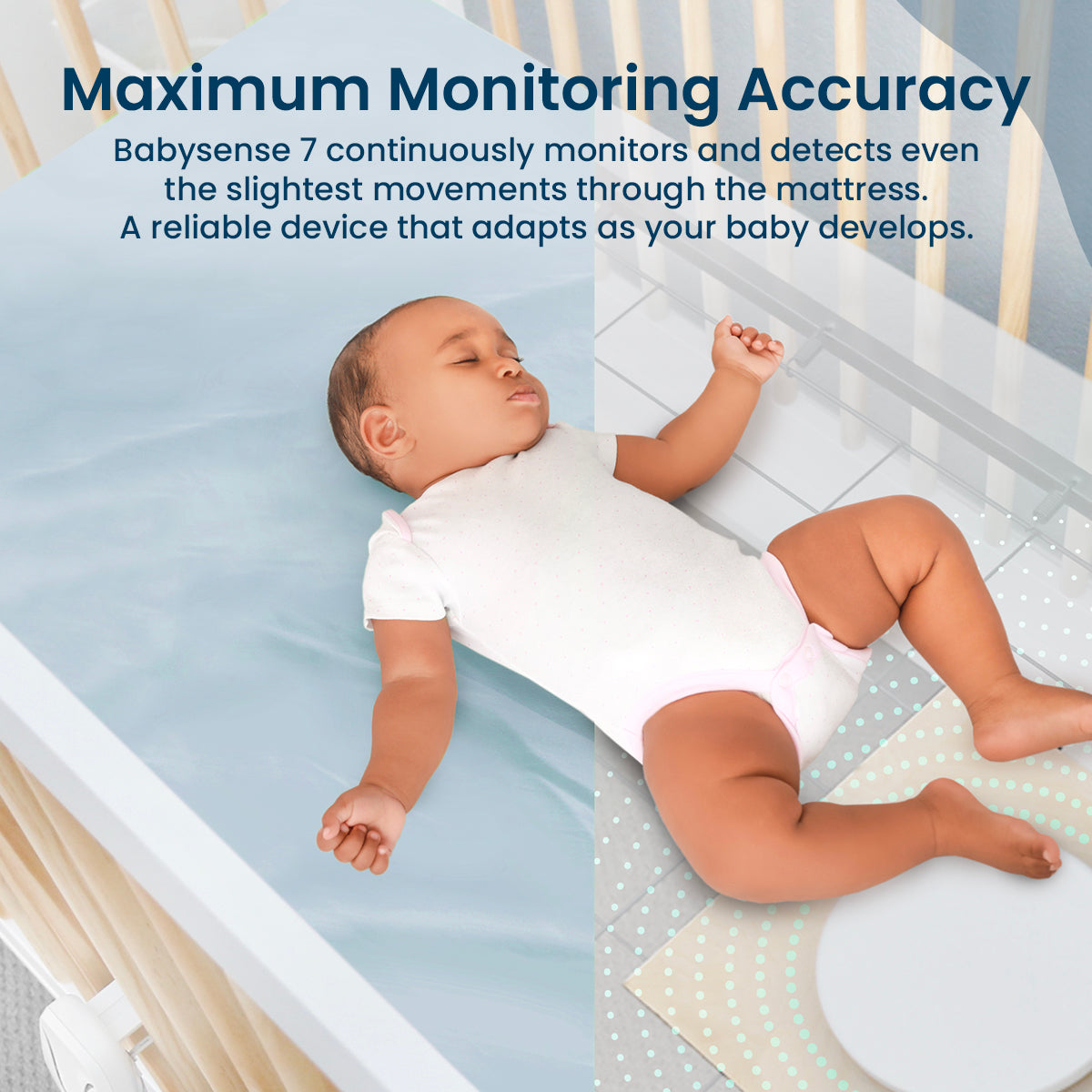 Babysense 7 - Monitor de Bebé con Alertas en Tiempo Real de Falta de Respiración e Irregularidades, Certificado Médico, Monitoreo Completo para un Sueño Seguro