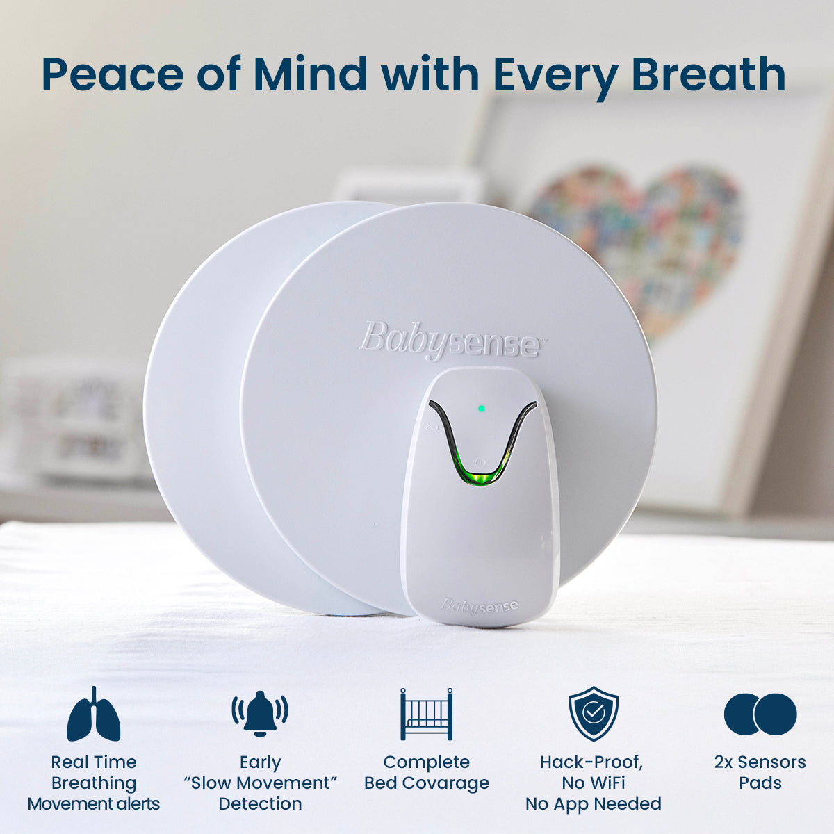 Babysense 7 - Monitor de Bebé con Alertas en Tiempo Real de Falta de Respiración e Irregularidades, Certificado Médico, Monitoreo Completo para un Sueño Seguro