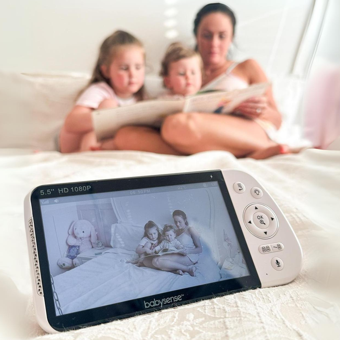 Babysense Maxview Pro: Babyphone 1 Caméra, Écran Partagé Monitor, Bruit Blanc Machine & Bebe Veilleuse, Sans Wi-Fi