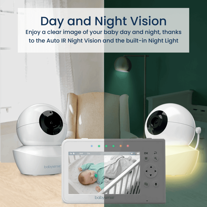 Babysense 7 & V43: Monitor Video per Bambini con Avvisi in Tempo Reale per Assenza di Respiro e Irregolarità, 2 Telecamere