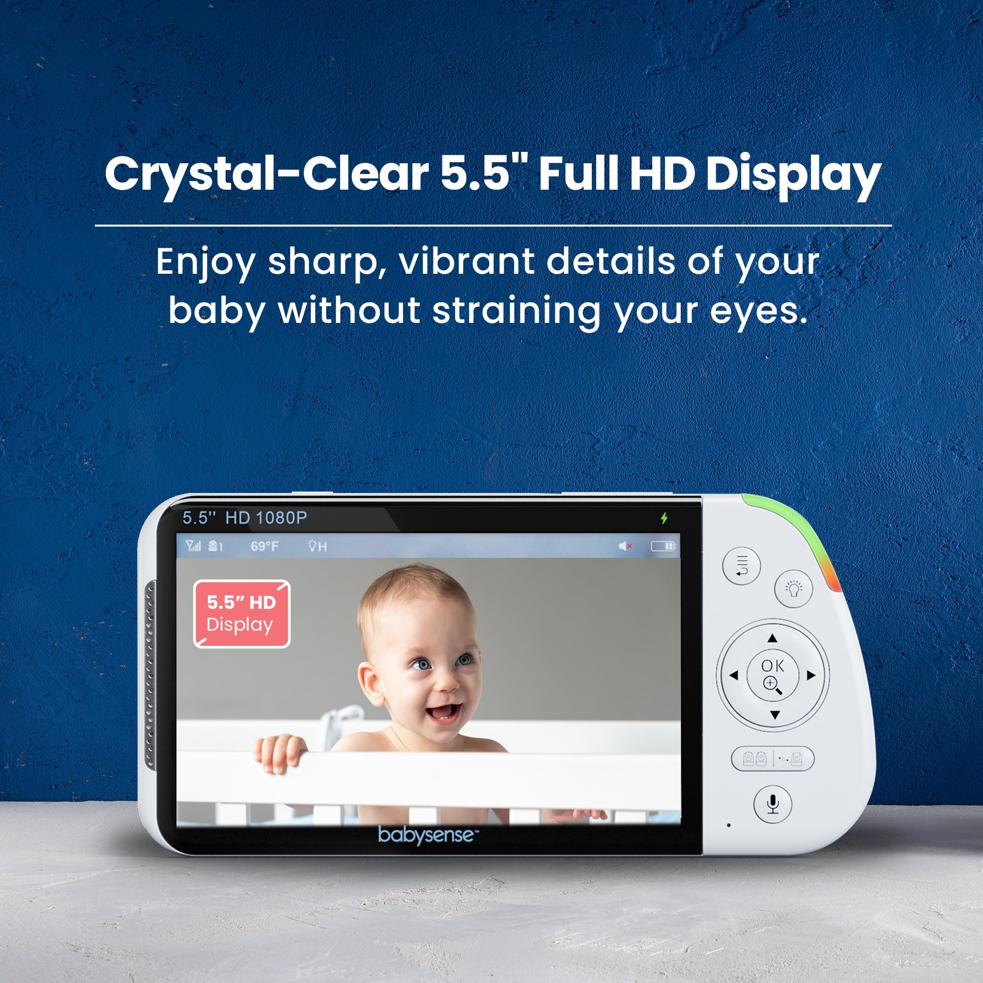 Babysense Maxview: Vigilabebés con 2 Cámaras, Pantalla Dividida, Sin WiFi, Luz Quitamiedos & Máquina de Ruido Blanco