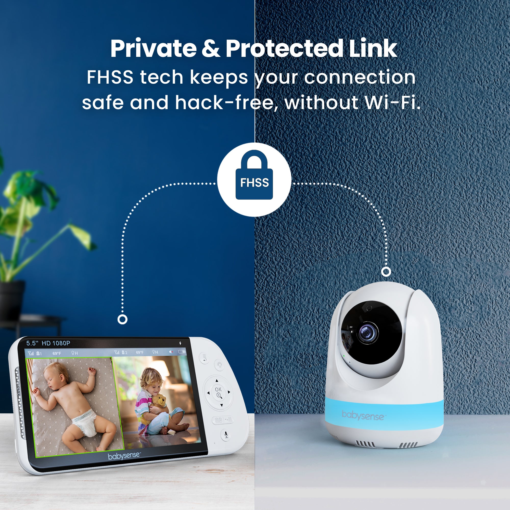 Babysense Maxview: Vigilabebés con 2 Cámaras, Pantalla Dividida, Sin WiFi, Luz Quitamiedos & Máquina de Ruido Blanco