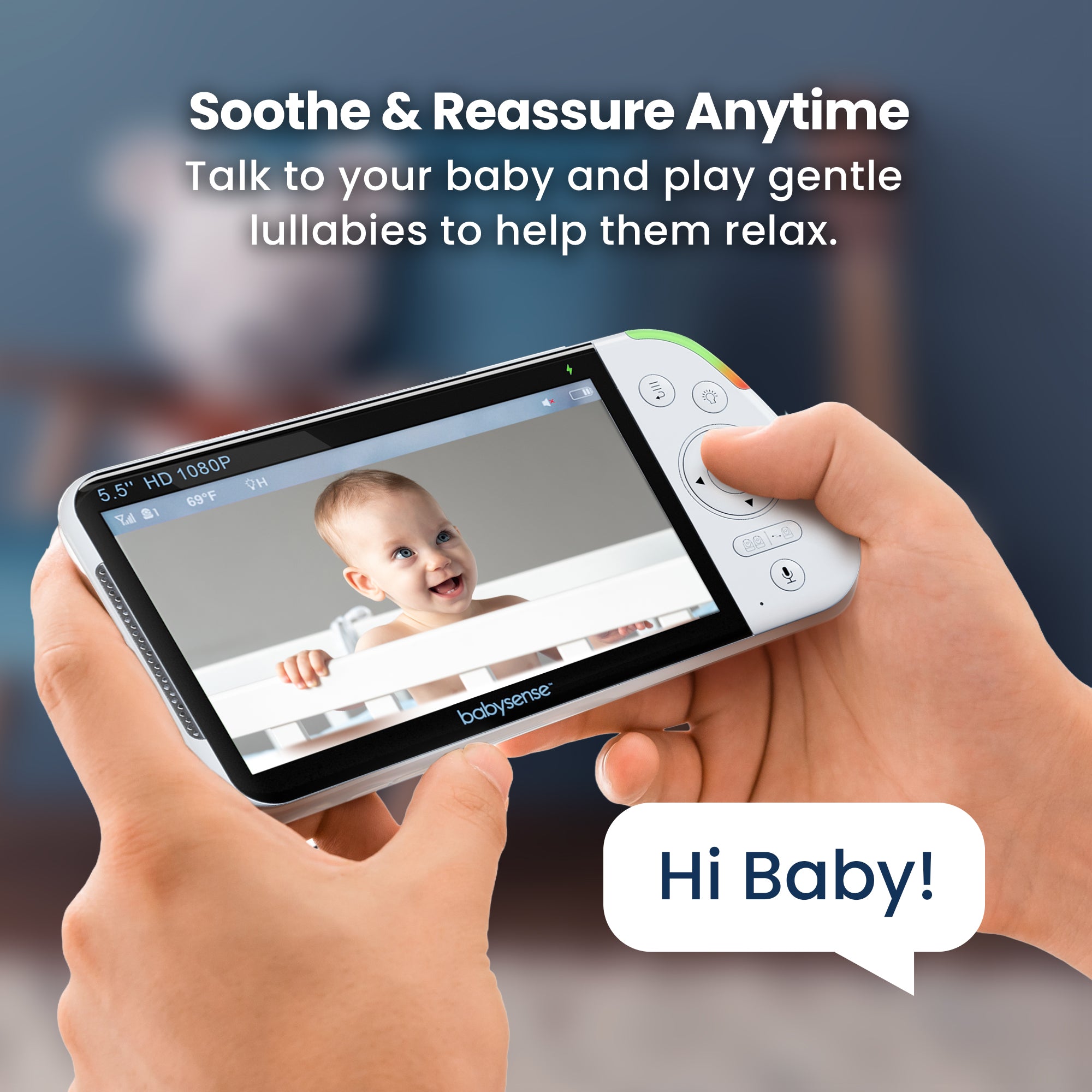 Babysense Maxview: Vigilabebés con 2 Cámaras, Pantalla Dividida, Sin WiFi, Luz Quitamiedos & Máquina de Ruido Blanco