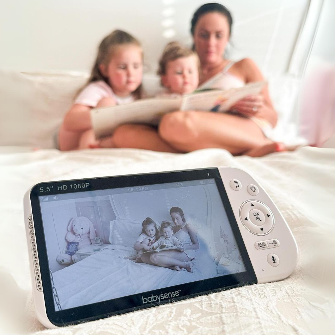 Babysense Maxview: Vigilabebés Cámara, Pantalla Dividida, Sin WiFi, Luz Quitamiedos & Máquina de Ruido Blanco