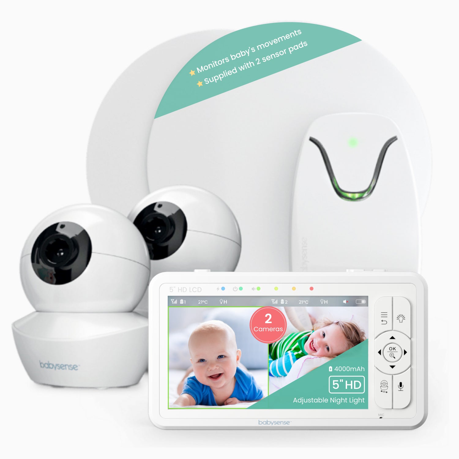 Babysense True Sleep: Moniteur Vidéo HD pour Bébé avec Caméra à Veilleuse et Moniteur de Mouvement Certifié Médicalement, Alertes Respiratoires en Temps Réel