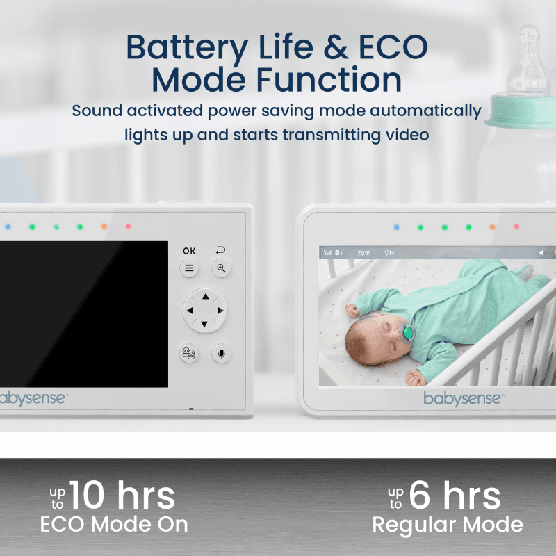 Babysense 7 & V43: Vigilabebés con 2 cámaras, Pantalla Dividida & Monitor Respiracion Bebe