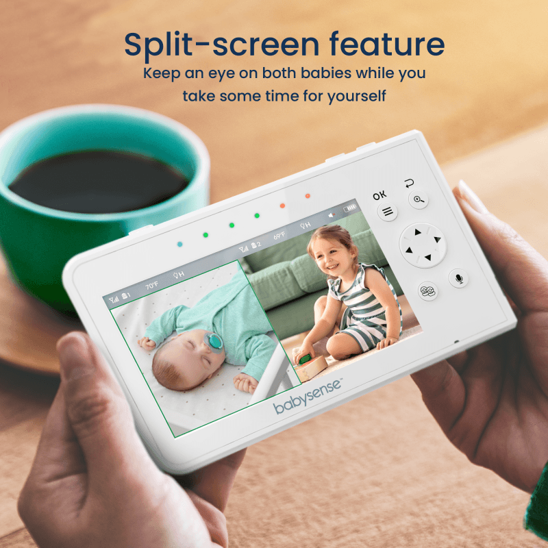 Babysense 7 Breathing & Split Screen Video Baby Monitor, 2 Cameras, V43