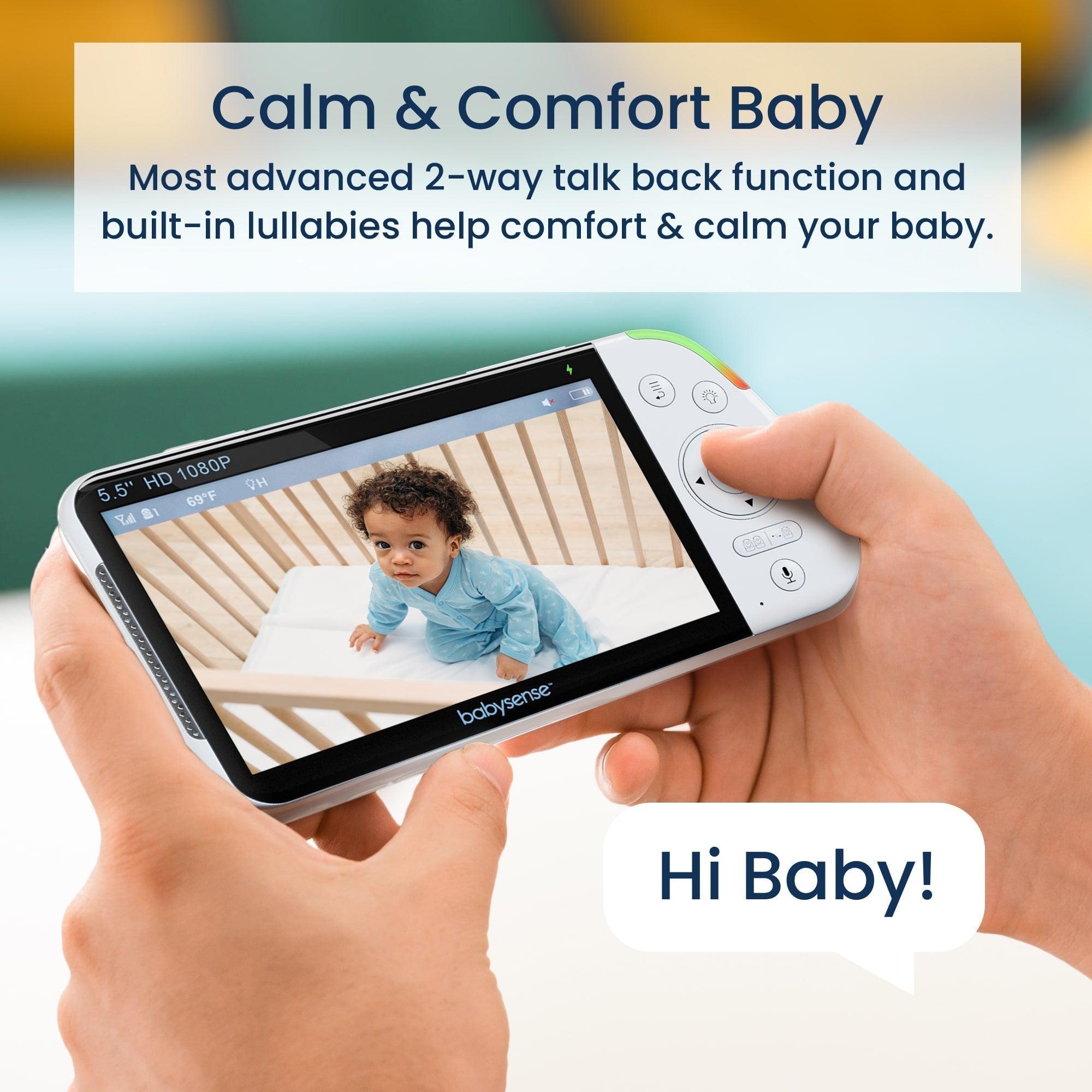 Babysense Maxview: Vigilabebés con 3 Cámaras, Pantalla Dividida, Sin WiFi, Luz Quitamiedos & Máquina de Ruido Blanco