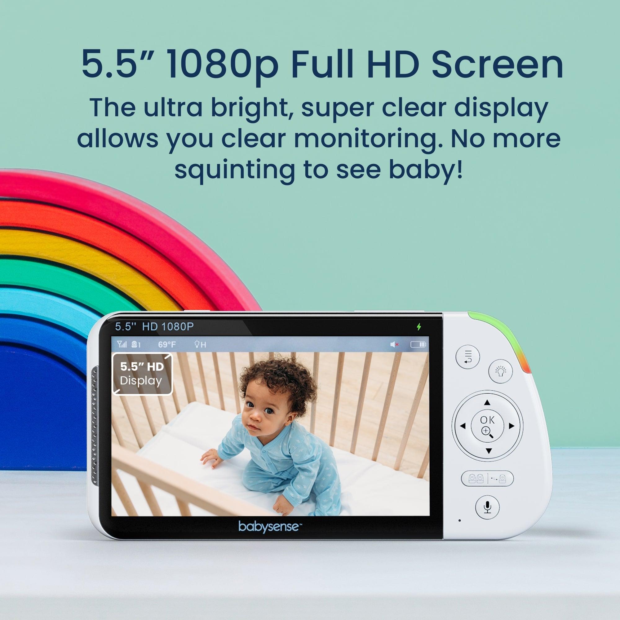 Babysense Maxview: Vigilabebés con 3 Cámaras, Pantalla Dividida, Sin WiFi, Luz Quitamiedos & Máquina de Ruido Blanco