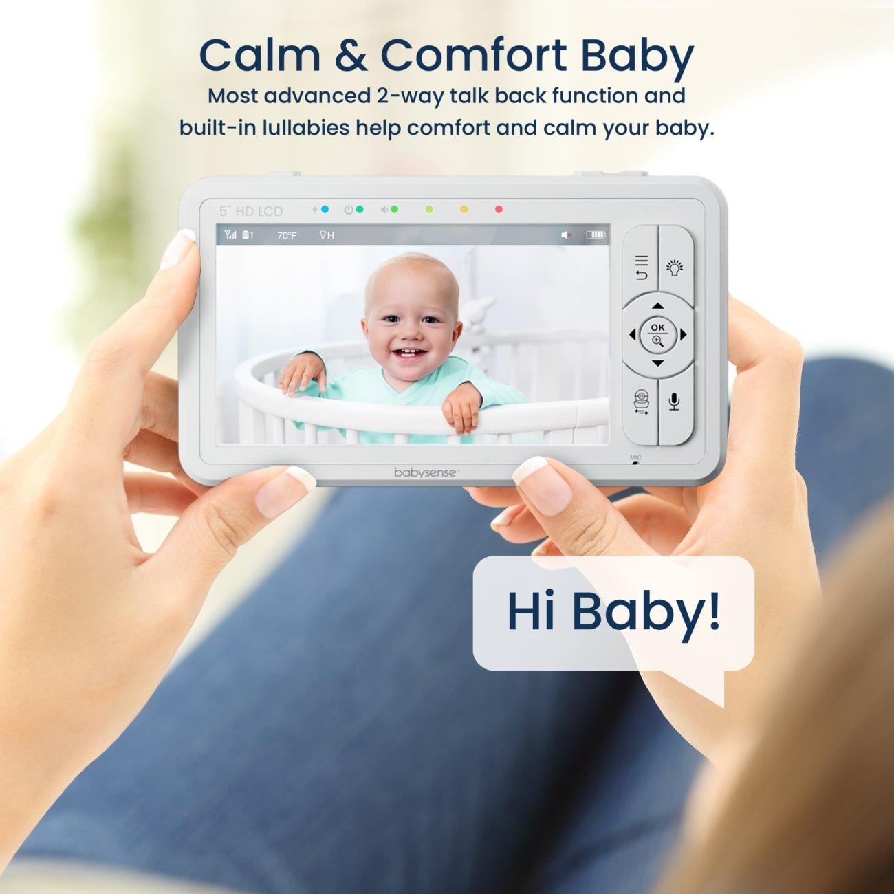 Babysense HD S2: Video Baby Monitor with 2 Cameras, Non wifi, Split Screen & Night Light Machine